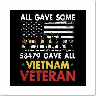 Vietnam Veteran All Gave Some 58,479 Gave All T-Shirt with Soldiers Statue and Service Ribbon Posters and Art